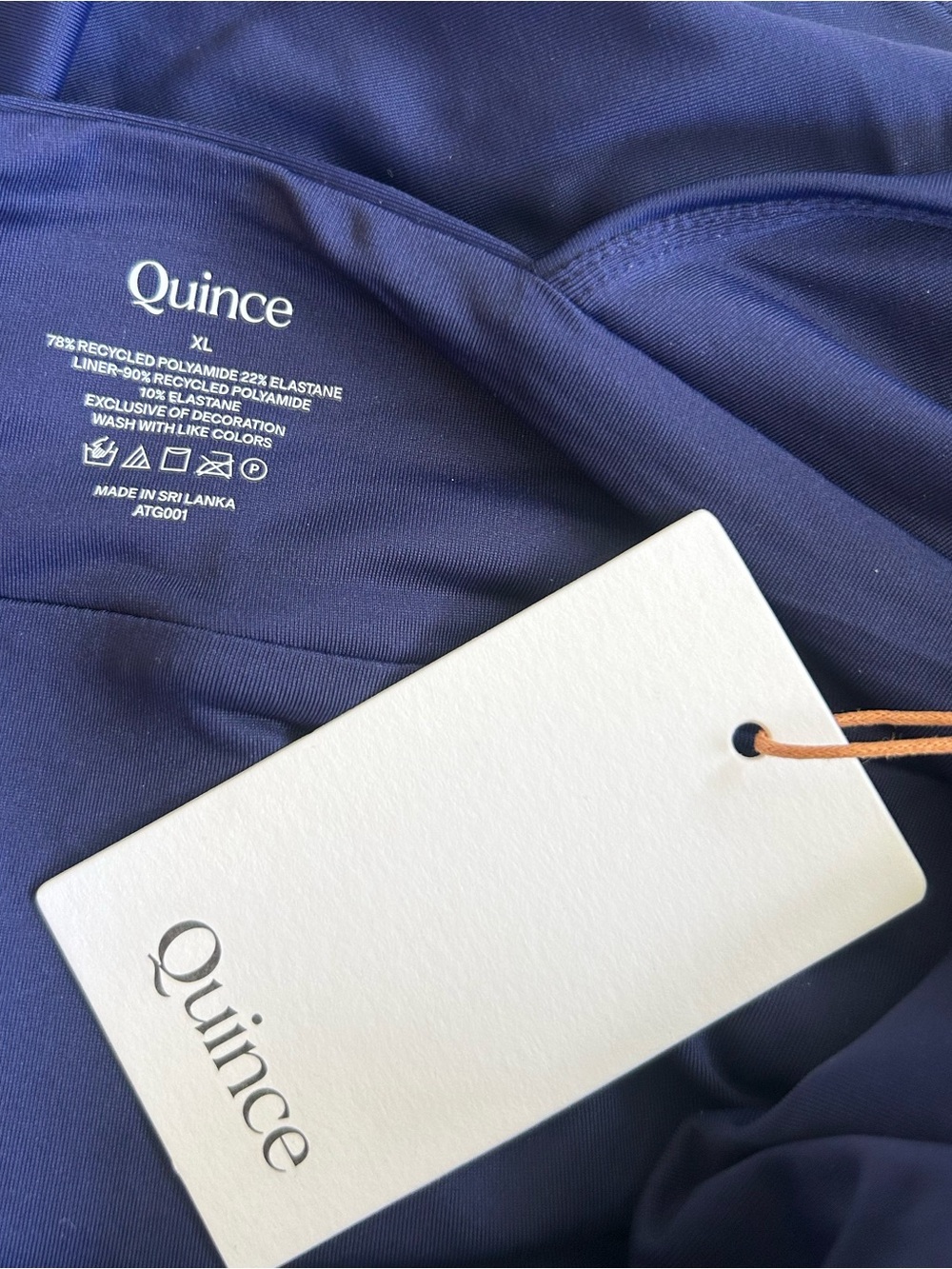 NWT Quince Deep Navy Italian Plunge One-Piece Swimsuit Size XL - Picture 5 of 5